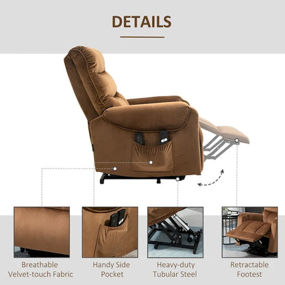 HOMCOM Electric Power Lift Recliner, Upholstered Vibration Massage Chair with Remote Control