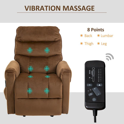 HOMCOM Electric Power Lift Recliner, Upholstered Vibration Massage Chair with Remote Control