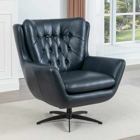 Cleveland Tufted Faux Leather Swivel Chair by Greyson Living