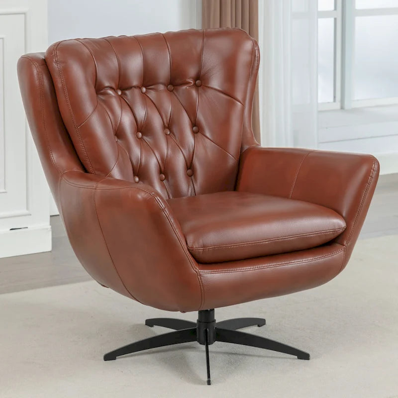 Cleveland Tufted Faux Leather Swivel Chair by Greyson Living
