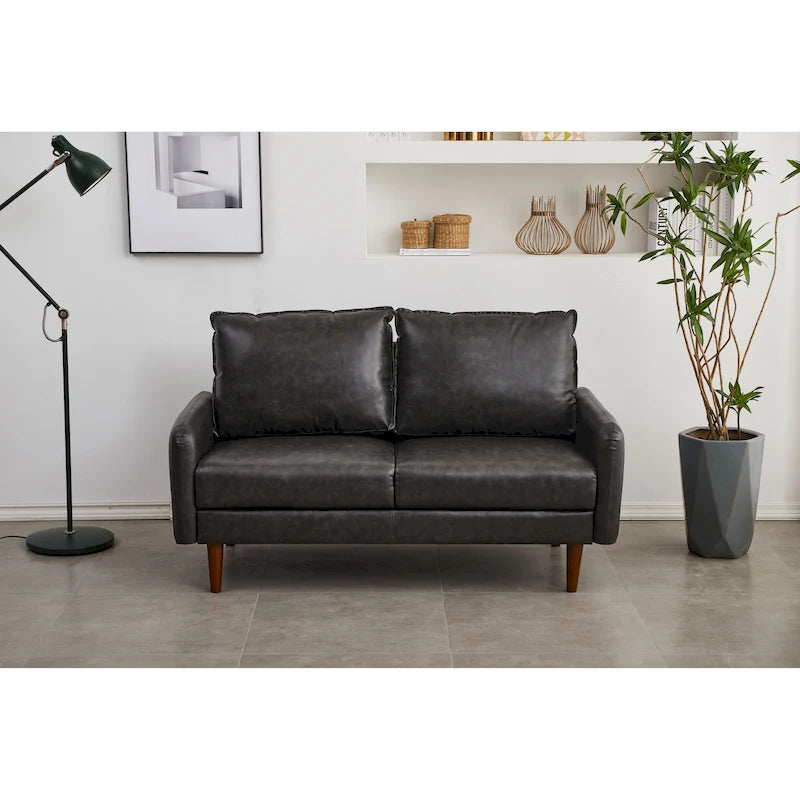 Faux leather 58  Square Arm Loveseat