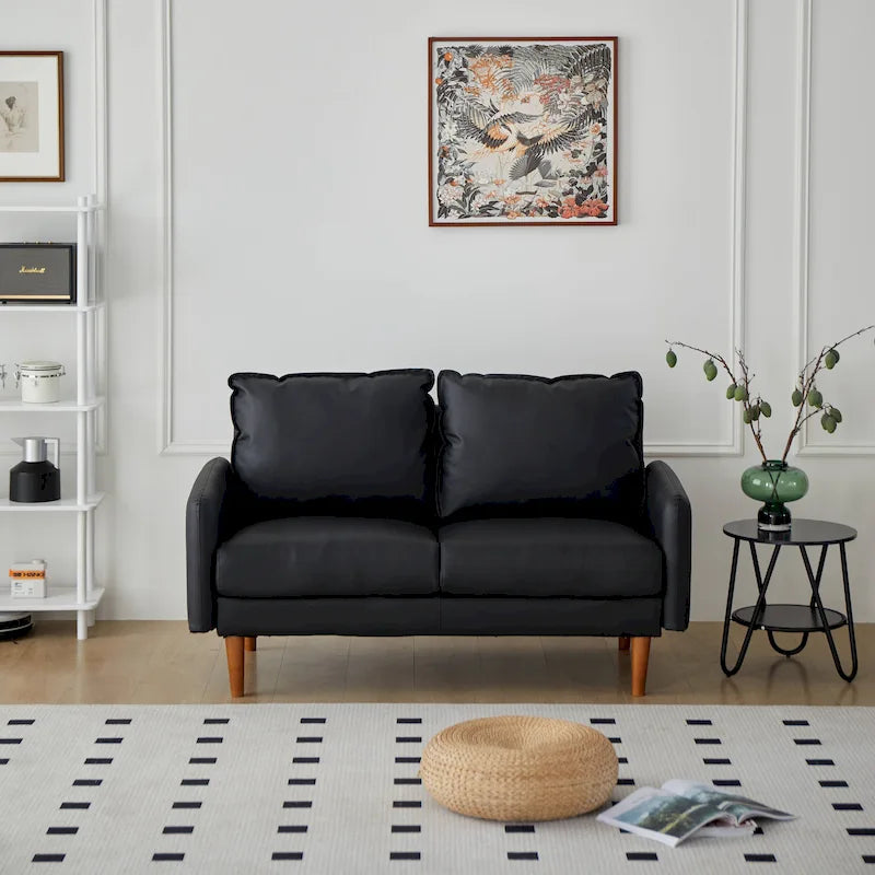 Faux leather 58  Square Arm Loveseat