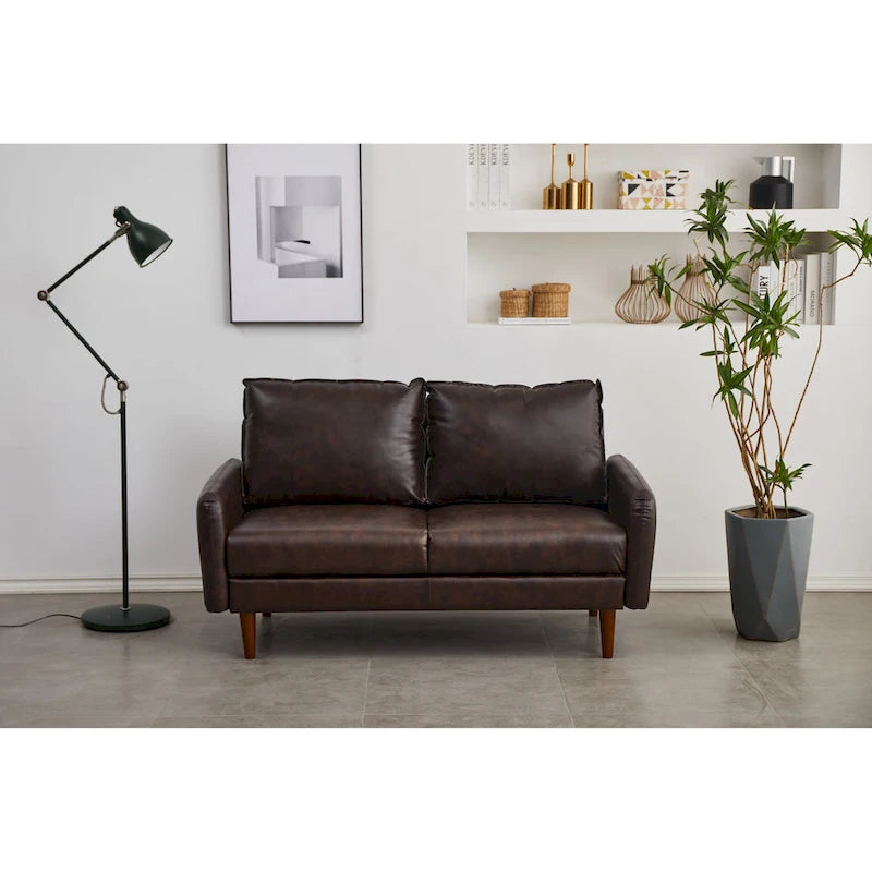 Faux leather 58  Square Arm Loveseat