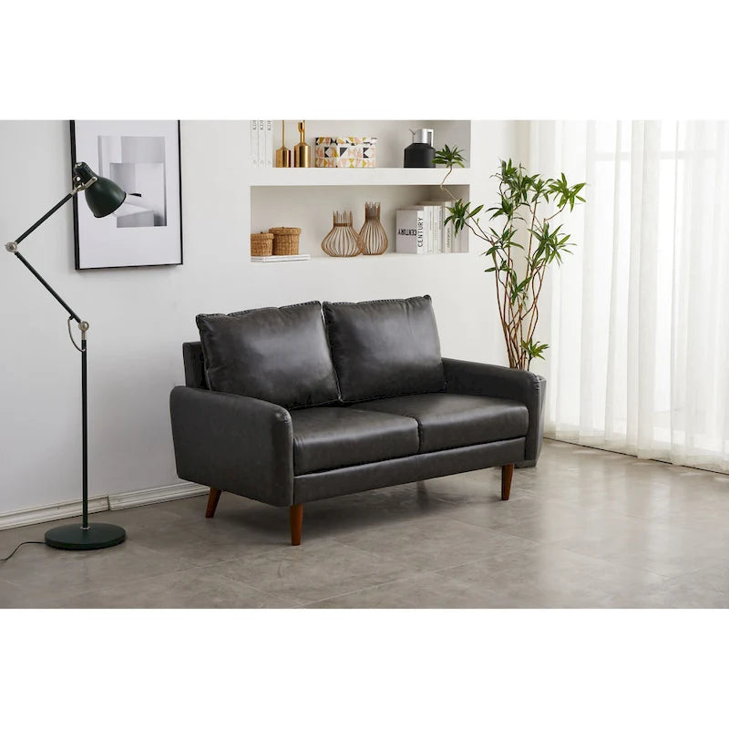 Faux leather 58  Square Arm Loveseat