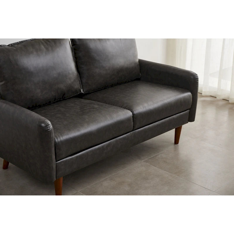 Faux leather 58  Square Arm Loveseat