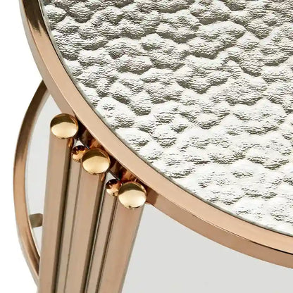 Bruges Champagne Gold Finish Textured Glass Table with Shelf by iNSPIRE Q Bold