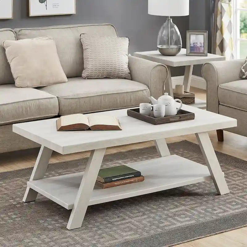 Roundhill Furniture The Gray Barn Cedar Ridge Contemporary Replicated Wood Shelf Coffee Table