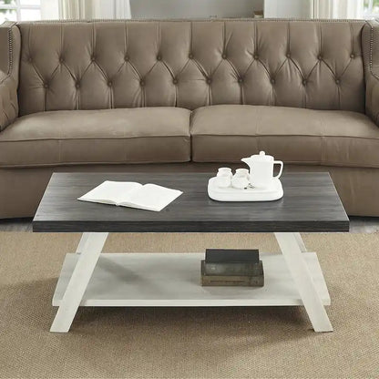 Roundhill Furniture The Gray Barn Cedar Ridge Contemporary Replicated Wood Shelf Coffee Table