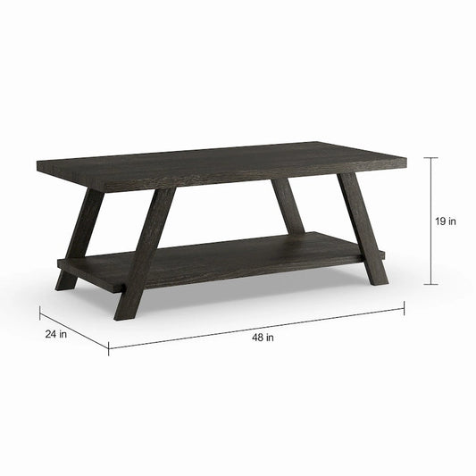 Roundhill Furniture The Gray Barn Cedar Ridge Contemporary Replicated Wood Shelf Coffee Table