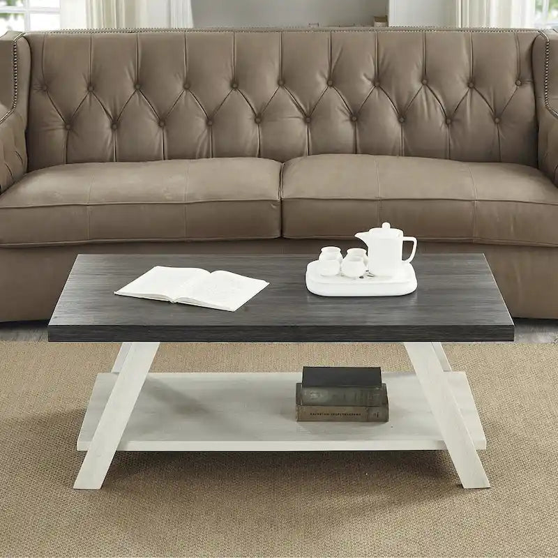 Roundhill Furniture The Gray Barn Cedar Ridge Contemporary Replicated Wood Shelf Coffee Table