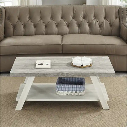 Roundhill Furniture The Gray Barn Cedar Ridge Contemporary Replicated Wood Shelf Coffee Table