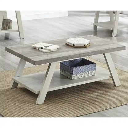 Roundhill Furniture The Gray Barn Cedar Ridge Contemporary Replicated Wood Shelf Coffee Table