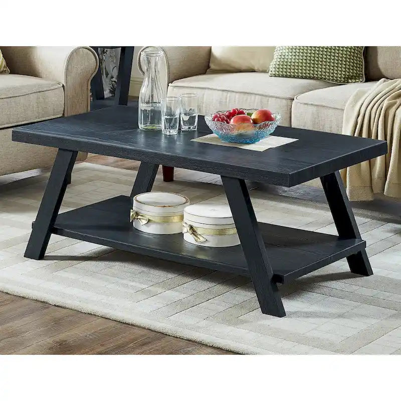Roundhill Furniture The Gray Barn Cedar Ridge Contemporary Replicated Wood Shelf Coffee Table