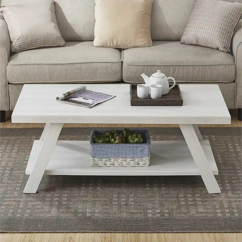 Roundhill Furniture The Gray Barn Cedar Ridge Contemporary Replicated Wood Shelf Coffee Table