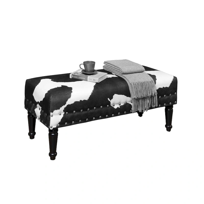 Convenience Concepts Designs4Comfort Cow Print Bench with Nailheads
