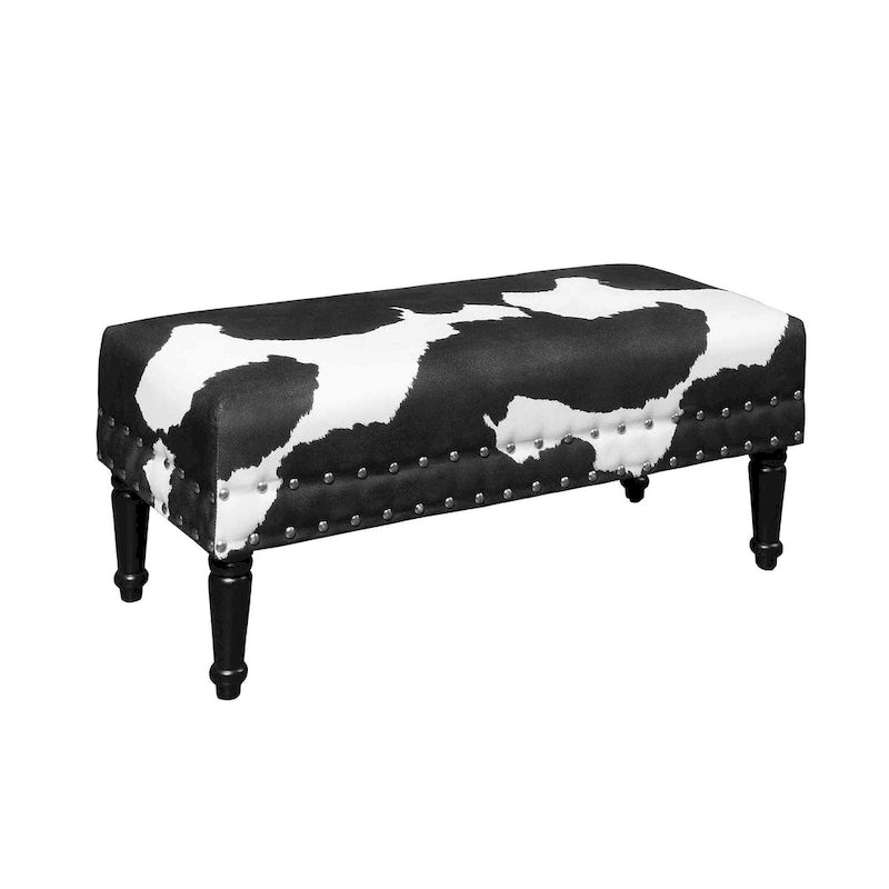 Convenience Concepts Designs4Comfort Cow Print Bench with Nailheads