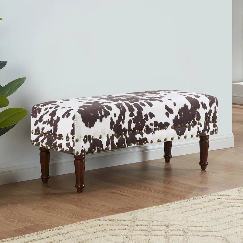 Convenience Concepts Designs4Comfort Cow Print Bench with Nailheads