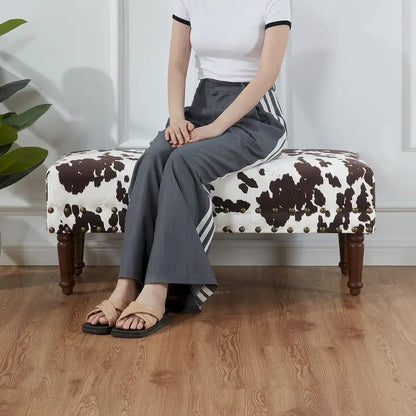 Convenience Concepts Designs4Comfort Cow Print Bench with Nailheads