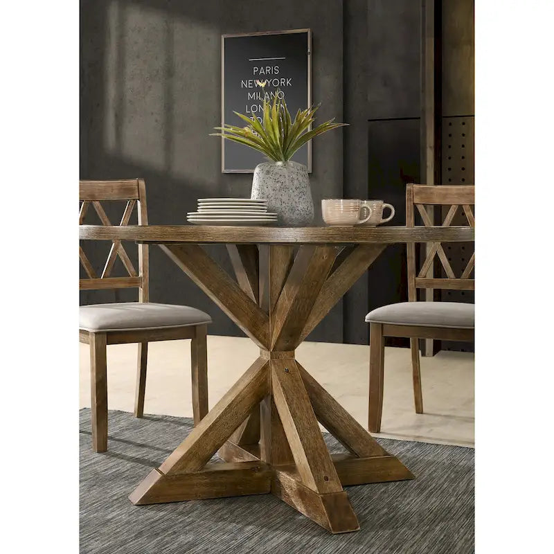 Roundhill Furniture Windvale Cross-Buck Base Dining Table