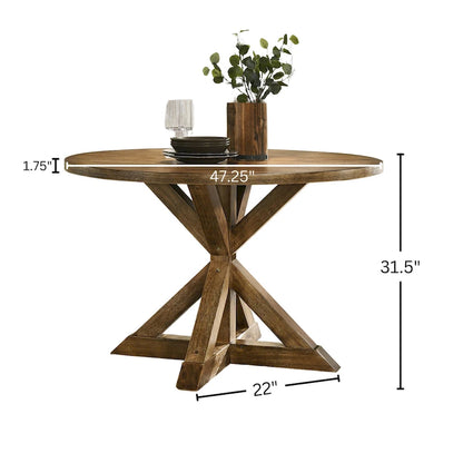 Roundhill Furniture Windvale Cross-Buck Base Dining Table