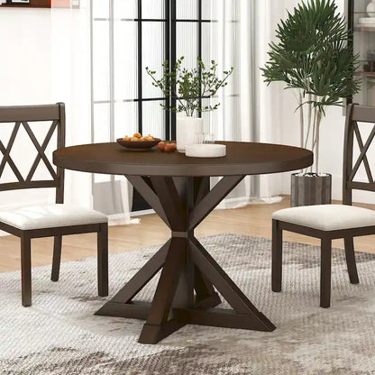 Roundhill Furniture Windvale Cross-Buck Base Dining Table
