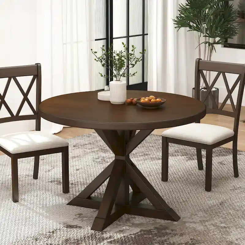 Roundhill Furniture Windvale Cross-Buck Base Dining Table
