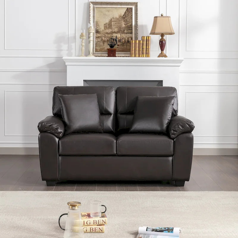 Morden Fort Upholstered Loveseats for Living Room,Two-Seater Sofa Faux Leather