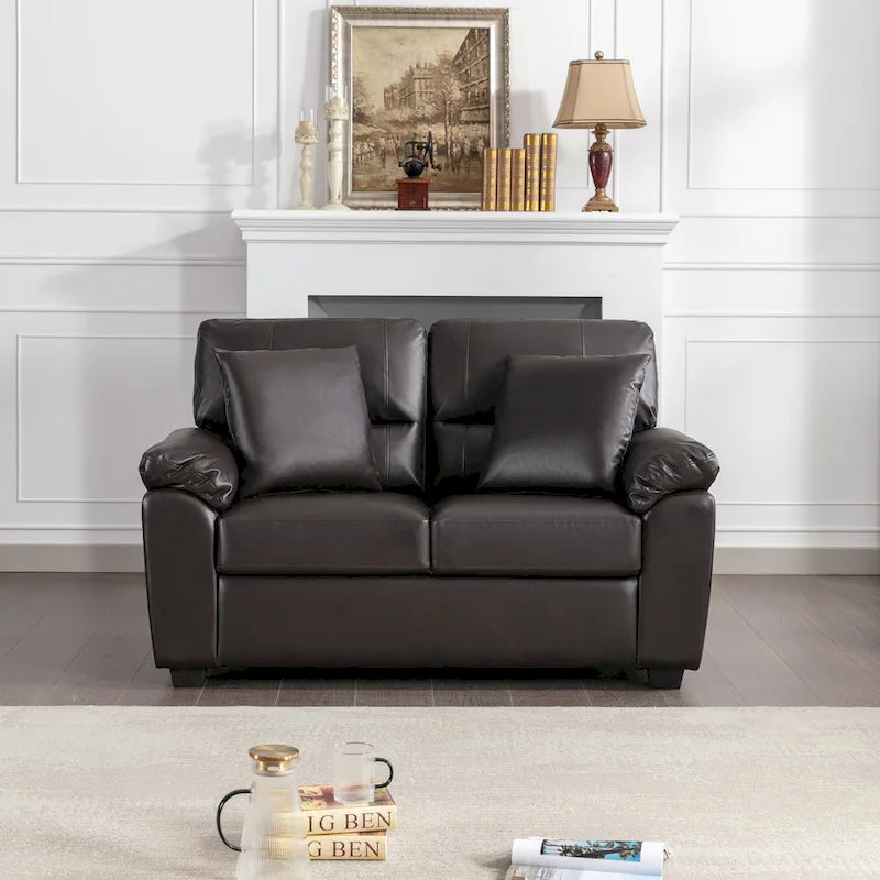 Morden Fort Upholstered Loveseats for Living Room,Two-Seater Sofa Faux Leather