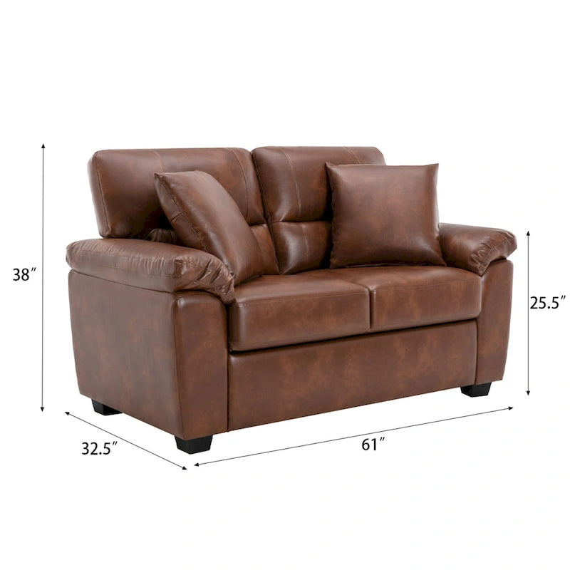 Morden Fort Upholstered Loveseats for Living Room,Two-Seater Sofa Faux Leather