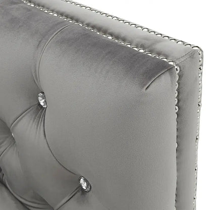Layla Jewel-tuft Grey Velvet Seating with Nailhead by iNSPIRE Q Bold