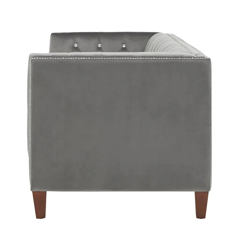Layla Jewel-tuft Grey Velvet Seating with Nailhead by iNSPIRE Q Bold