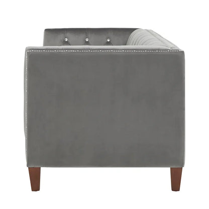 Layla Jewel-tuft Grey Velvet Seating with Nailhead by iNSPIRE Q Bold