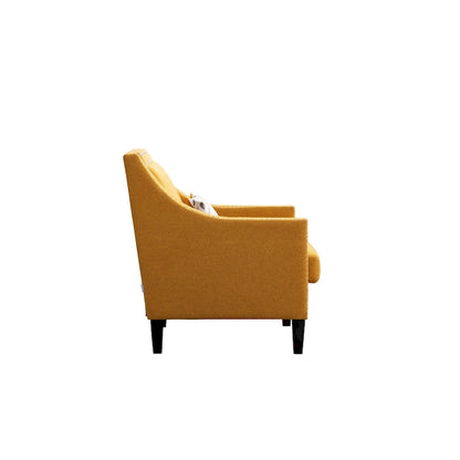 Linen Nailhead Accent Solid Wood Leg Living Room Armchair