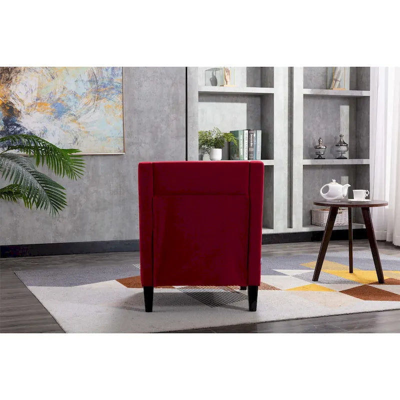 Linen Nailhead Accent Solid Wood Leg Living Room Armchair