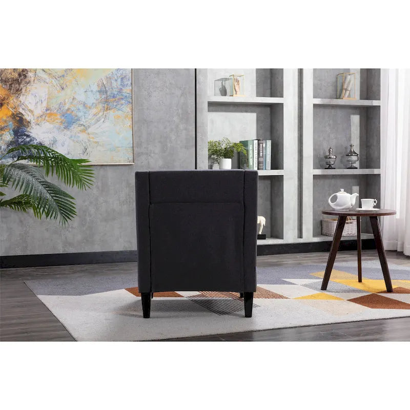 Linen Nailhead Accent Solid Wood Leg Living Room Armchair