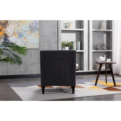 Linen Nailhead Accent Solid Wood Leg Living Room Armchair