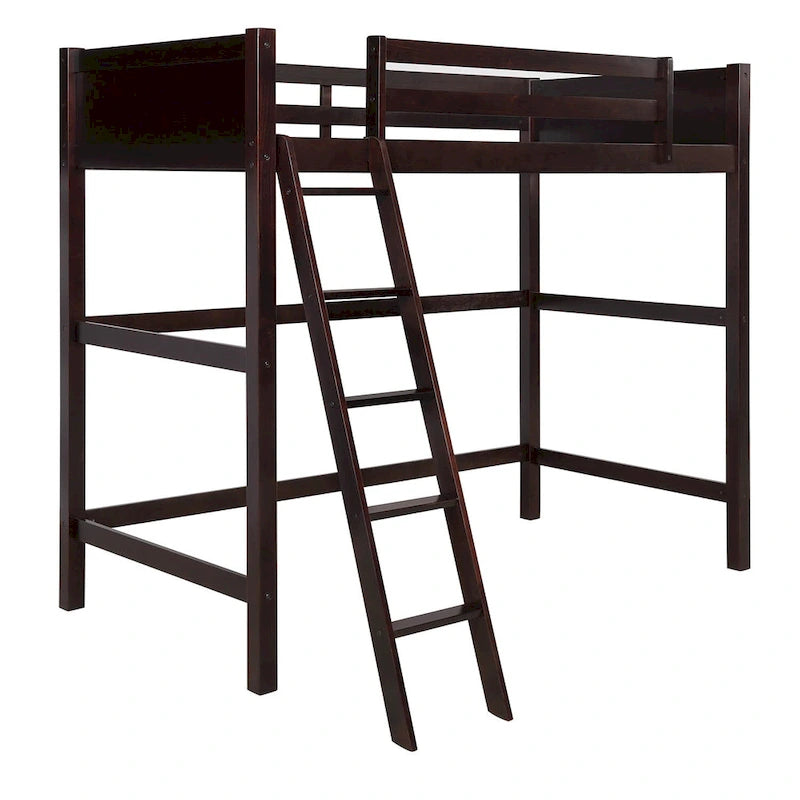 Solid Wood Twin Size Loft Bed with Ladder