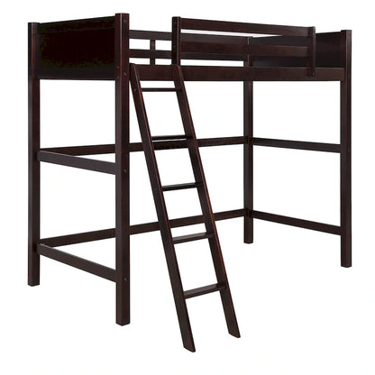 Solid Wood Twin Size Loft Bed with Ladder