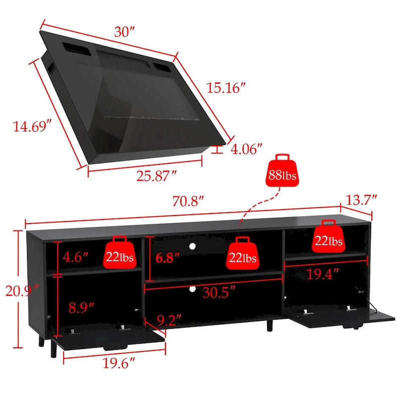 Fireplace TV Stand Electric Fireplace TV Console w/Remote Control