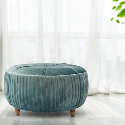 Helena Velvet Round Ottoman