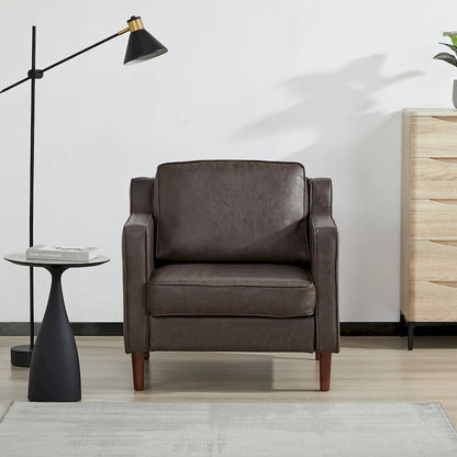 Sedona Modern Accent Chair, Faux Linen / Vegan Leather Armchair