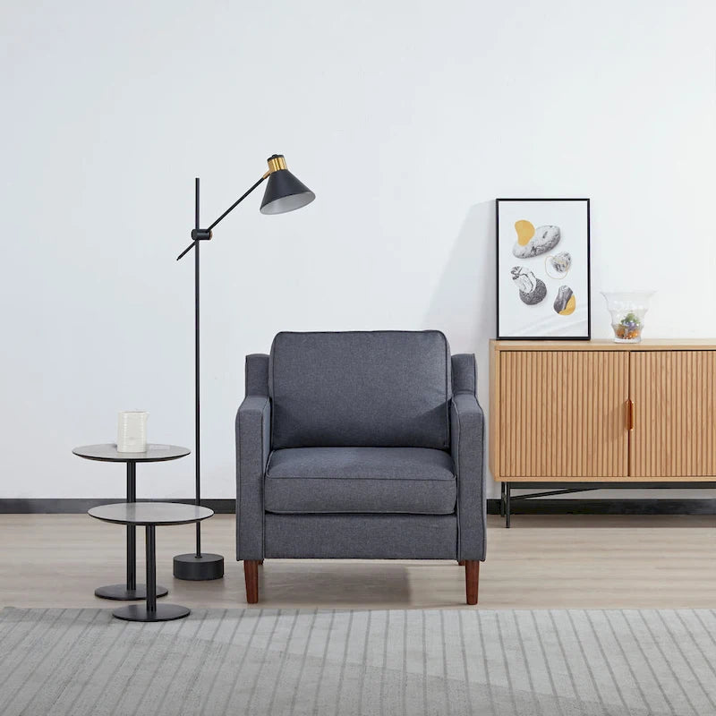 Sedona Modern Accent Chair, Faux Linen / Vegan Leather Armchair