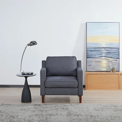 Sedona Modern Accent Chair, Faux Linen / Vegan Leather Armchair