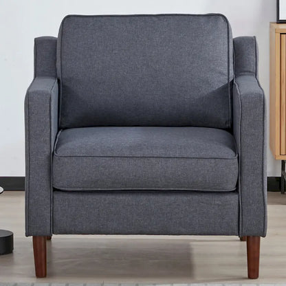 Sedona Modern Accent Chair, Faux Linen / Vegan Leather Armchair