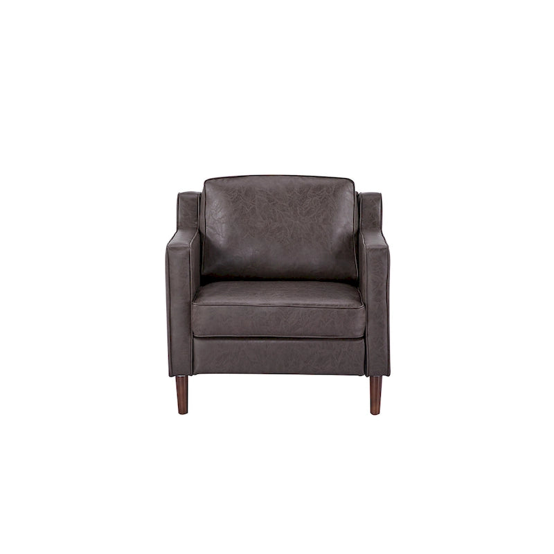 Sedona Modern Accent Chair, Faux Linen / Vegan Leather Armchair