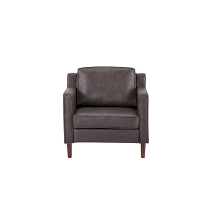 Sedona Modern Accent Chair, Faux Linen / Vegan Leather Armchair