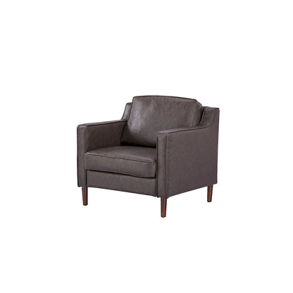 Sedona Modern Accent Chair, Faux Linen / Vegan Leather Armchair
