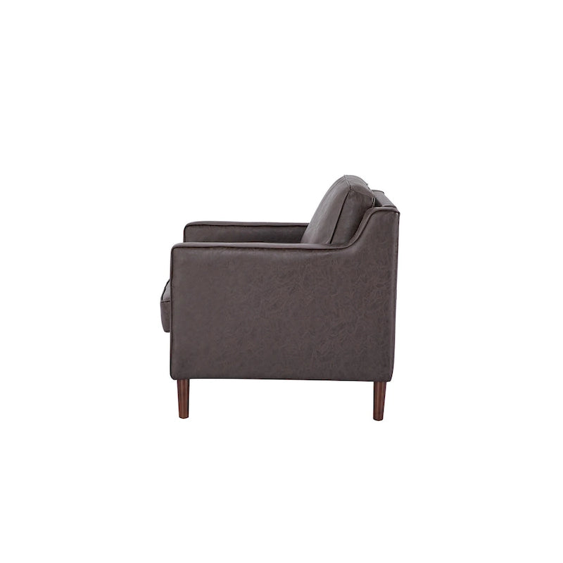 Sedona Modern Accent Chair, Faux Linen / Vegan Leather Armchair