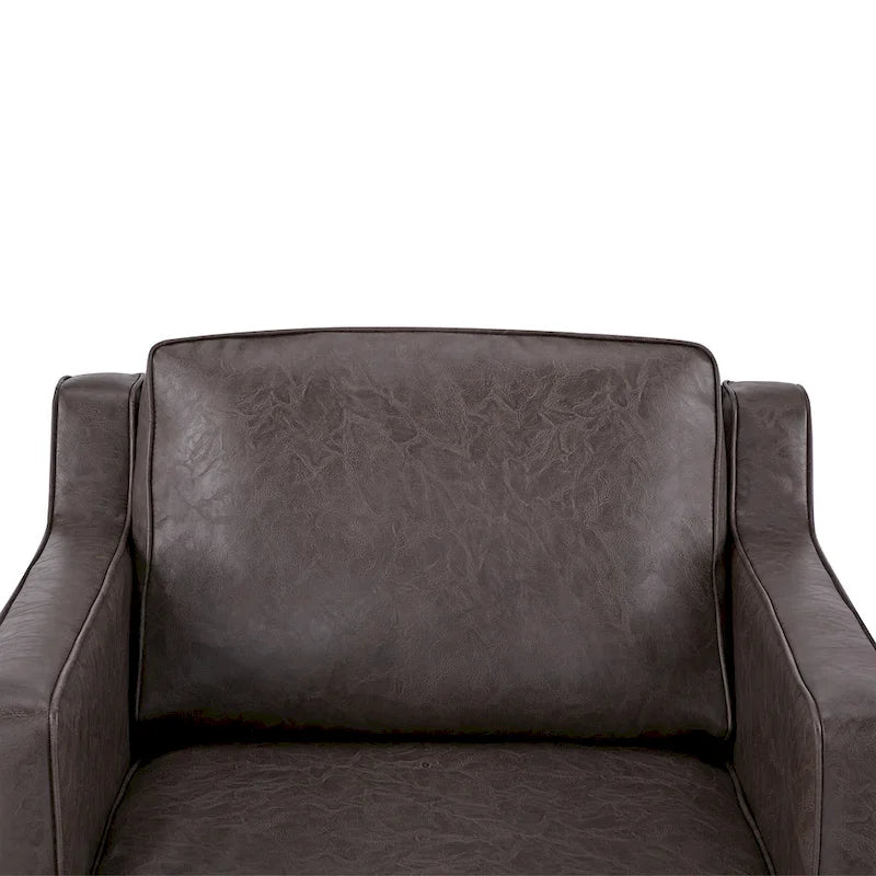 Sedona Modern Accent Chair, Faux Linen / Vegan Leather Armchair
