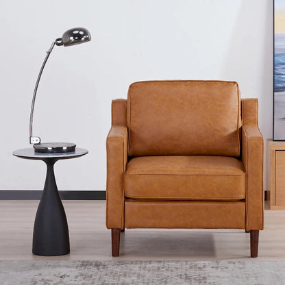 Sedona Modern Accent Chair, Faux Linen / Vegan Leather Armchair